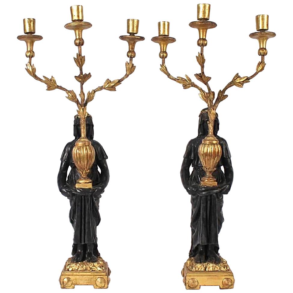Pair of Early 19th Century English Regency Neoclassical Candelabra
