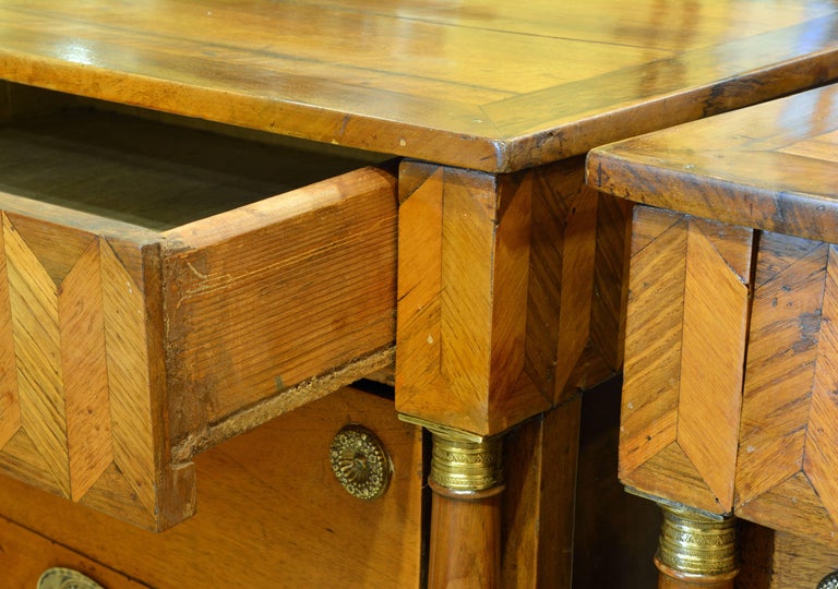 Pair of Early 19th Century Italian Neoclassical Parquetry Fruitwood Commodes 2