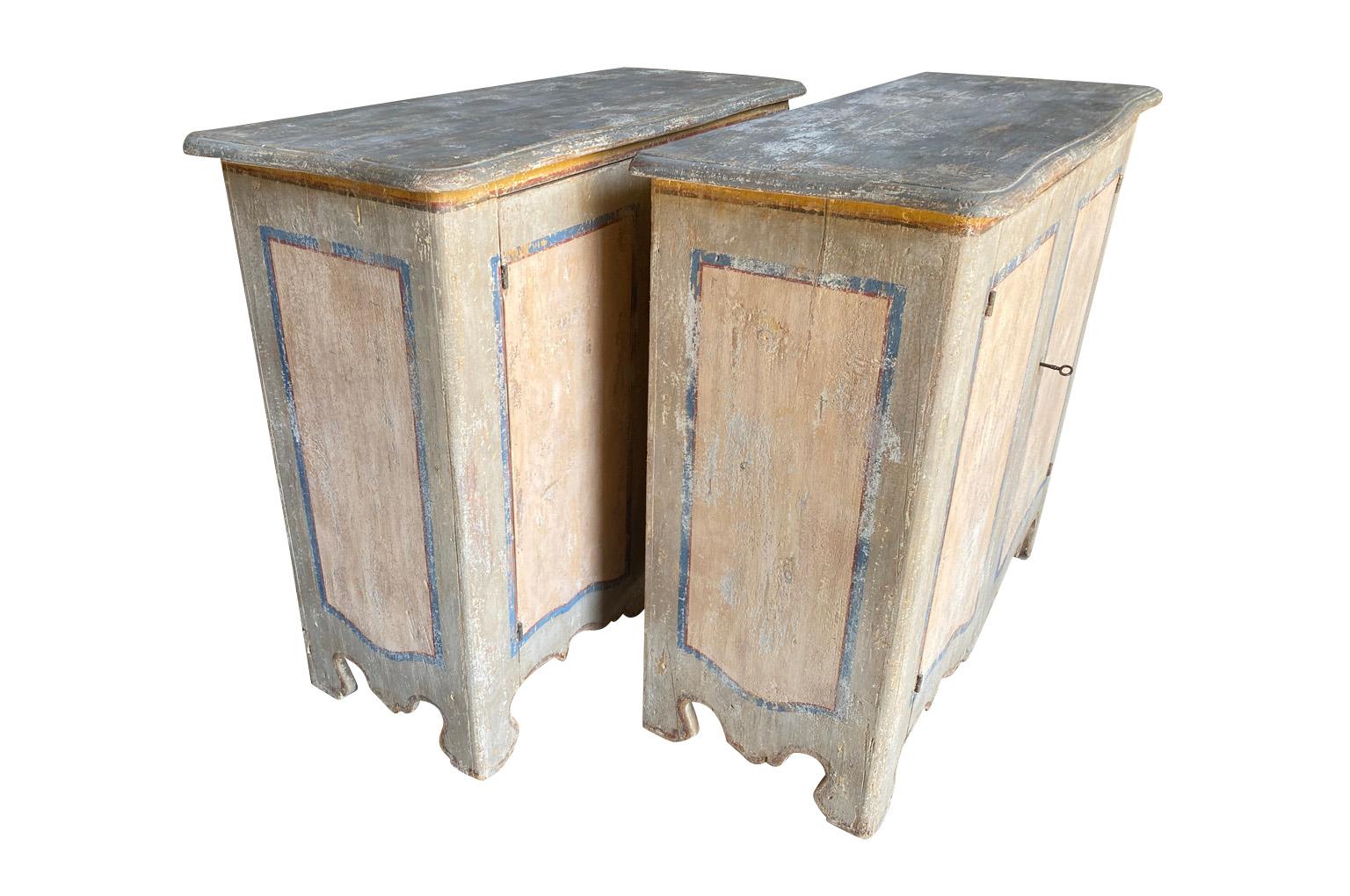 Pair of Late 19th Century Italian Painted 2 Door Buffet For Sale 5