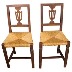 Pair of Early 19th Century Italian Rustic Neoclassical Side Chairs