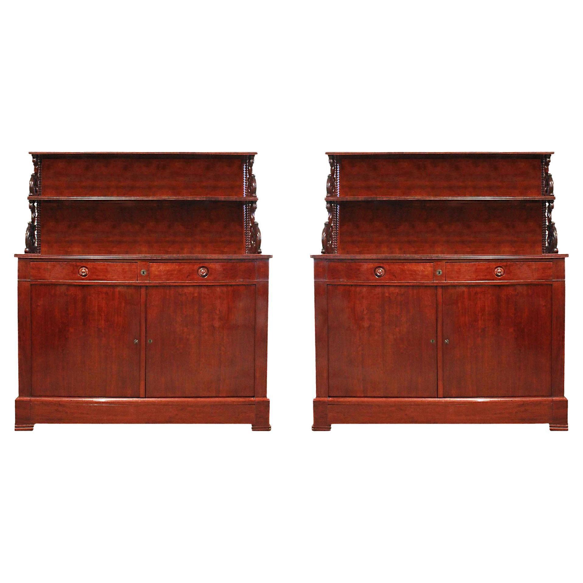 Pair of Early 19th Century Louis Philippe Period Mahogany Buffets, circa 1830 For Sale