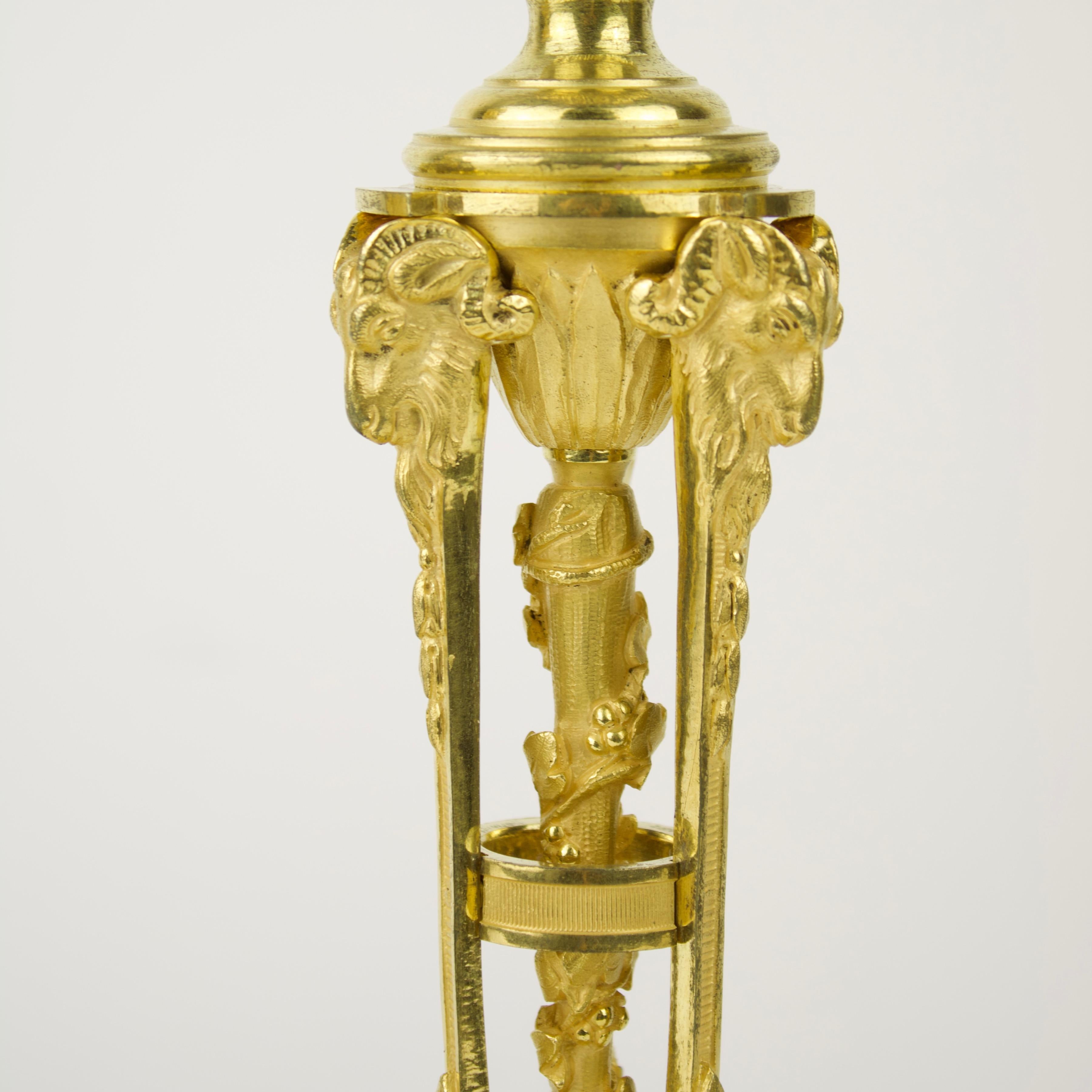 Pair of Early 19th Century Louis XVI Gilt Bronze Candlesticks after Martincourt For Sale 1