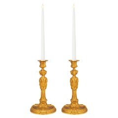 Pair of Early 19th Century Louis XVI Style Ormolu Candlesticks