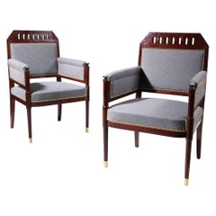 Pair of Early 19th Century Mahogany Bergères Armchairs