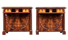 Pair of early 19th century mahogany Biedermeier secretaire chests
