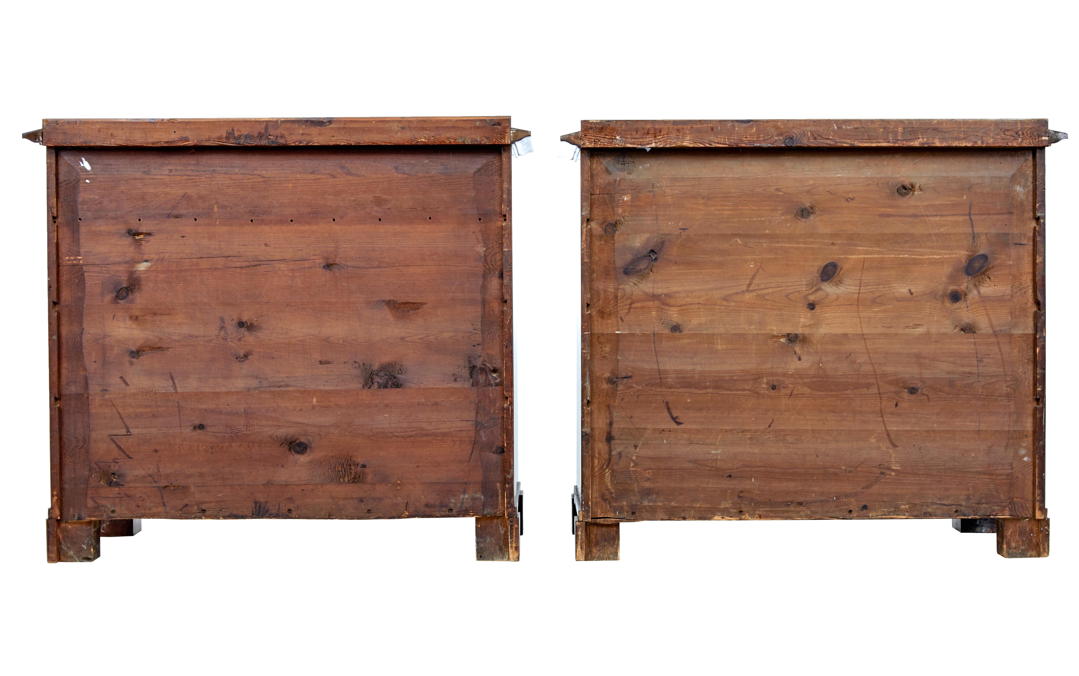 Pair of early 19th Century mahogany Biedermeier secretaire commodes In Good Condition For Sale In Debenham, Suffolk