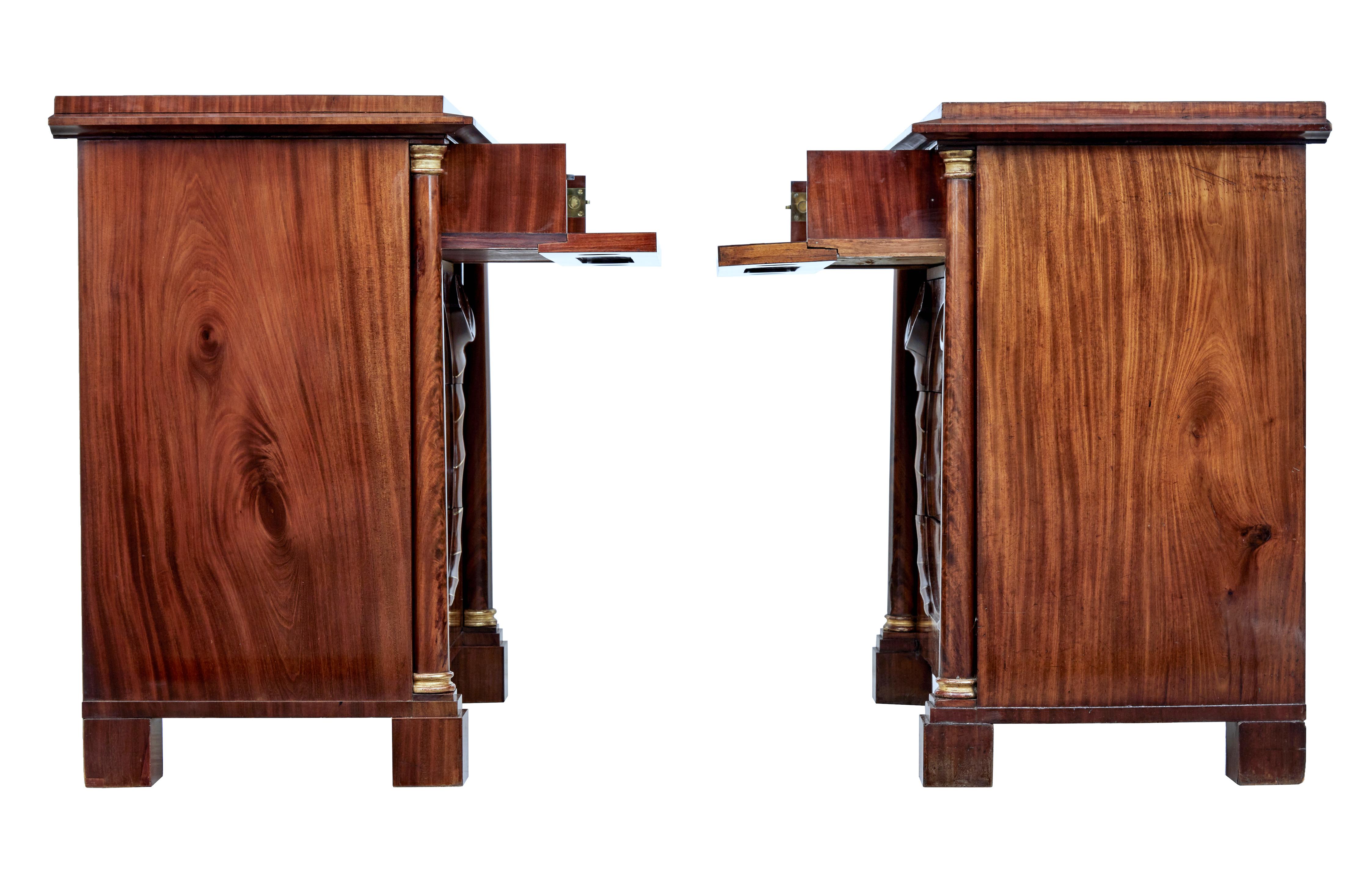 Pair of Early 19th Century Mahogany Biedermeier Secretaire Commodes 1