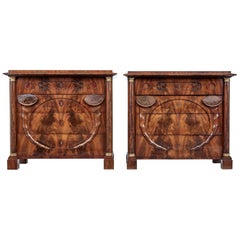 Pair of Early 19th Century Mahogany Biedermeier Secretaire Commodes