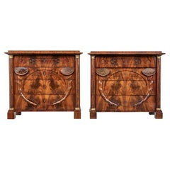 Antique Pair of early 19th Century mahogany Biedermeier secretaire commodes