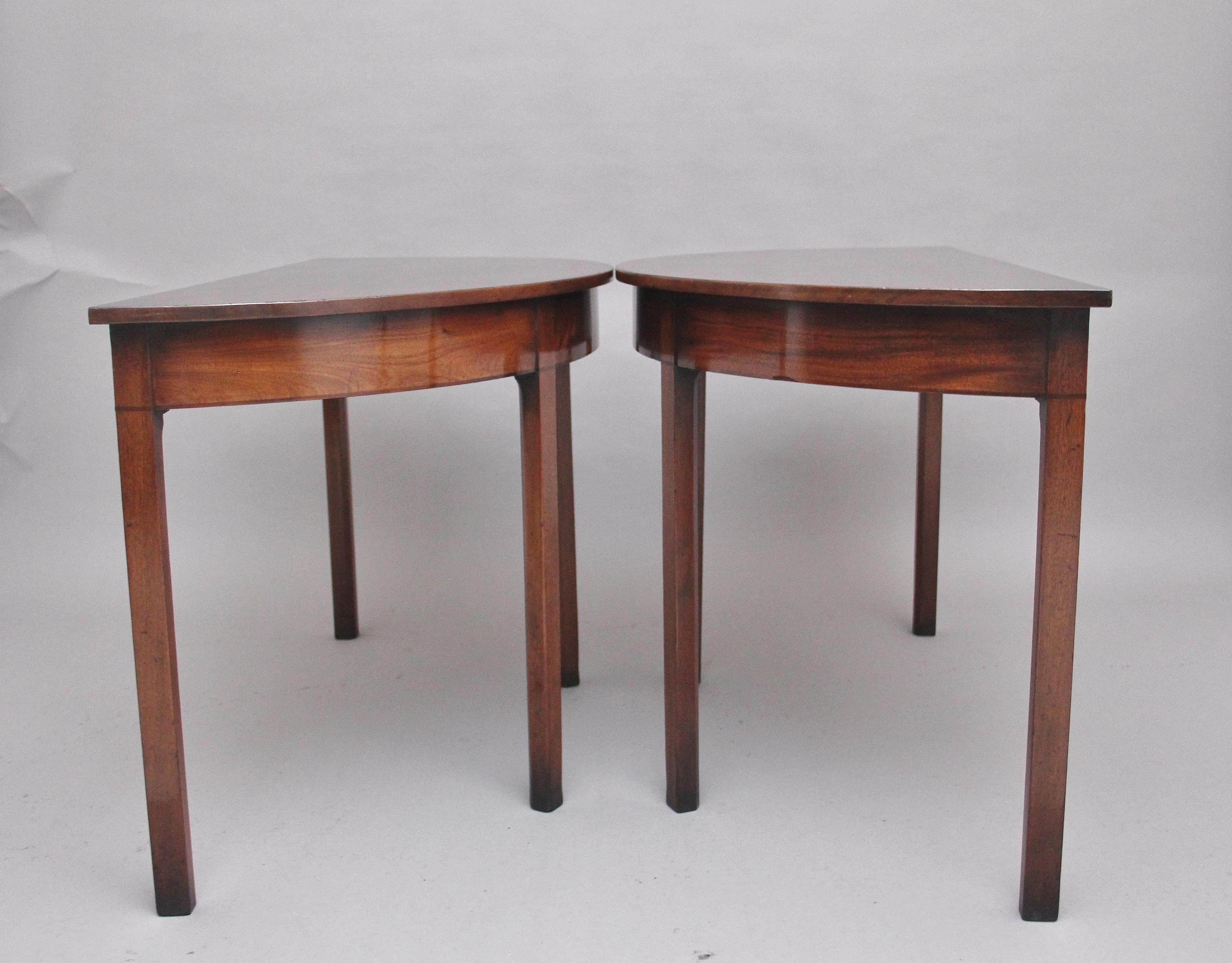 British Pair of Early 19th Century Mahogany Demi Lune Console Tables