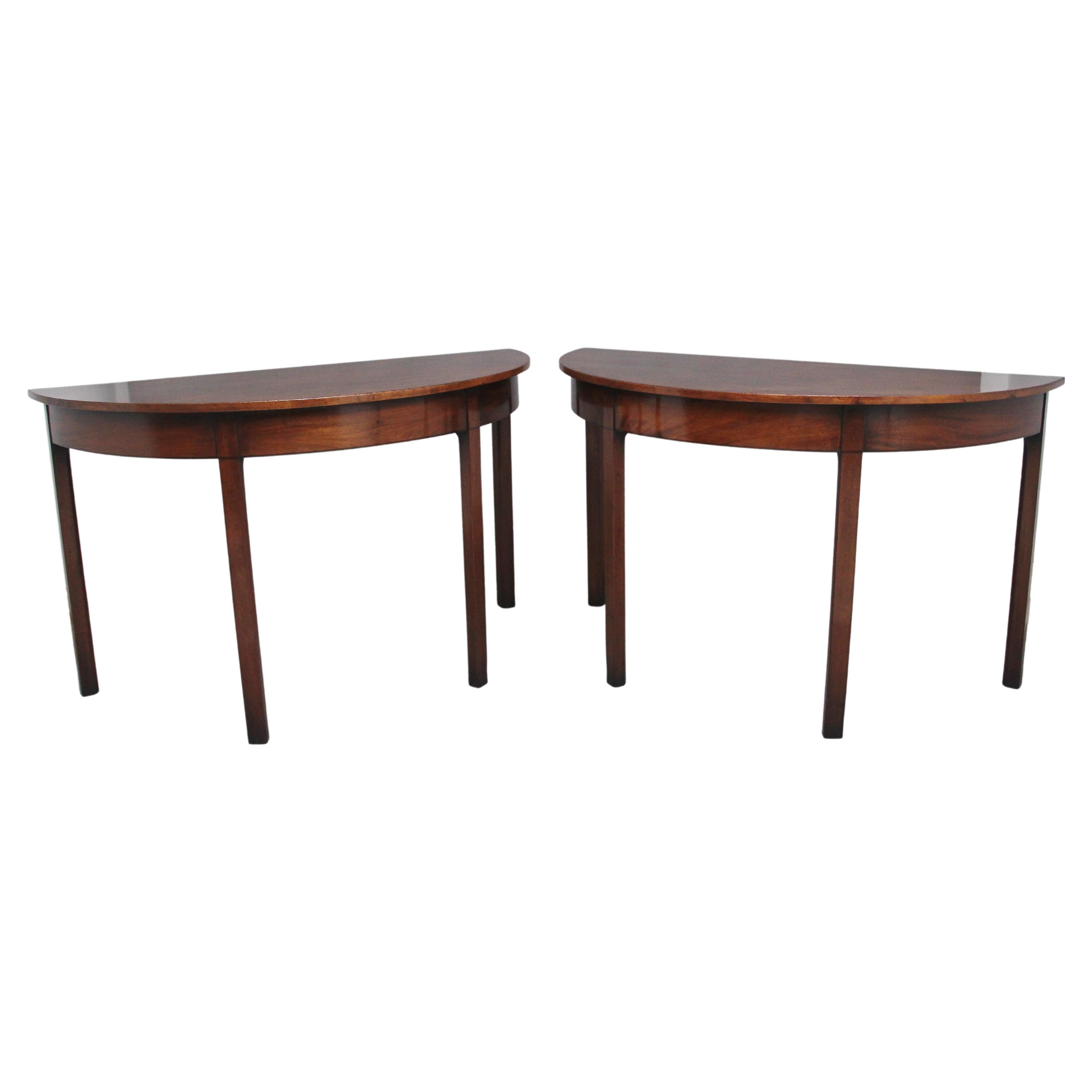 Pair of Early 19th Century Mahogany Demi Lune Console Tables