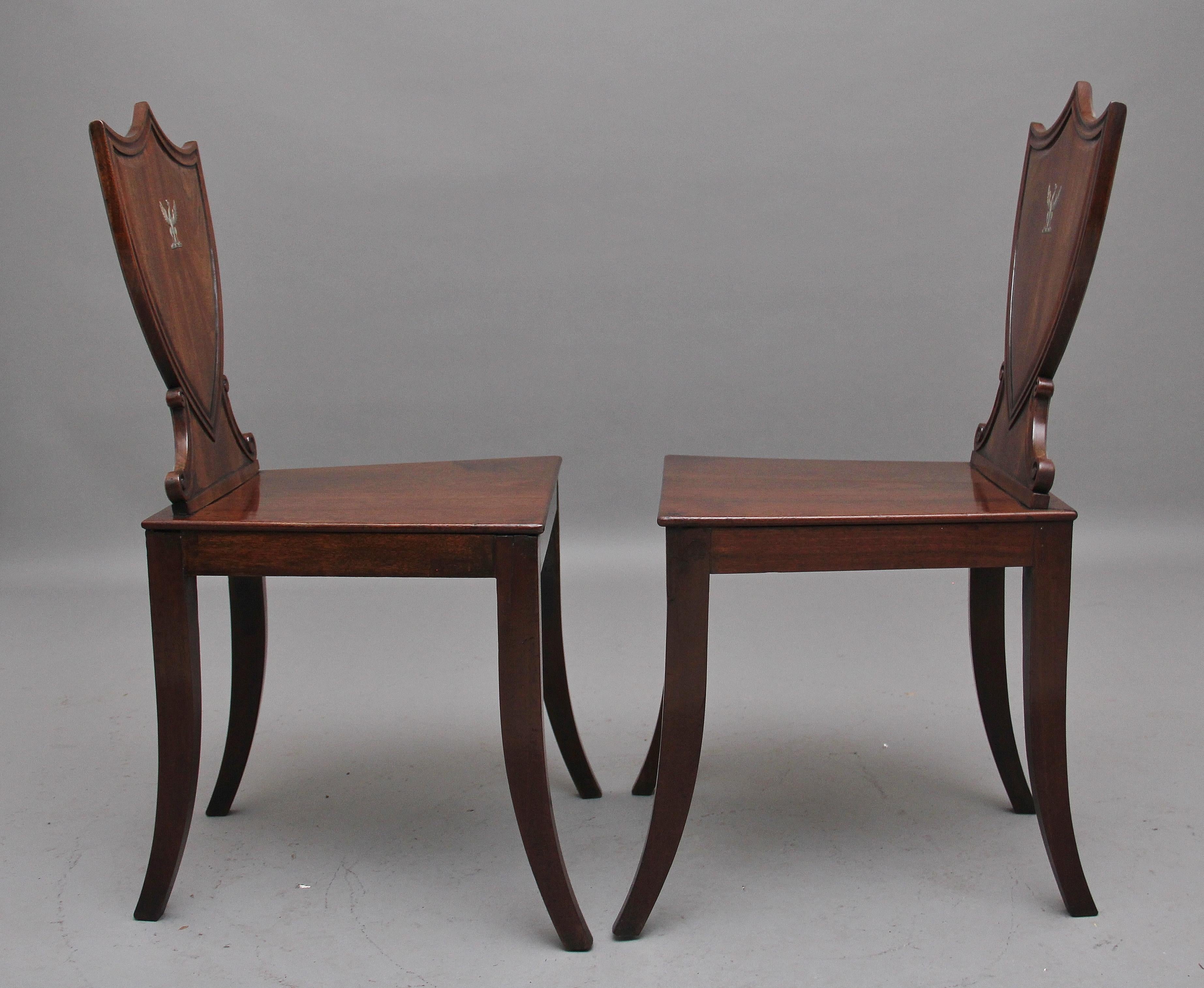 Regency Pair of Early 19th Century Mahogany Hall Chairs
