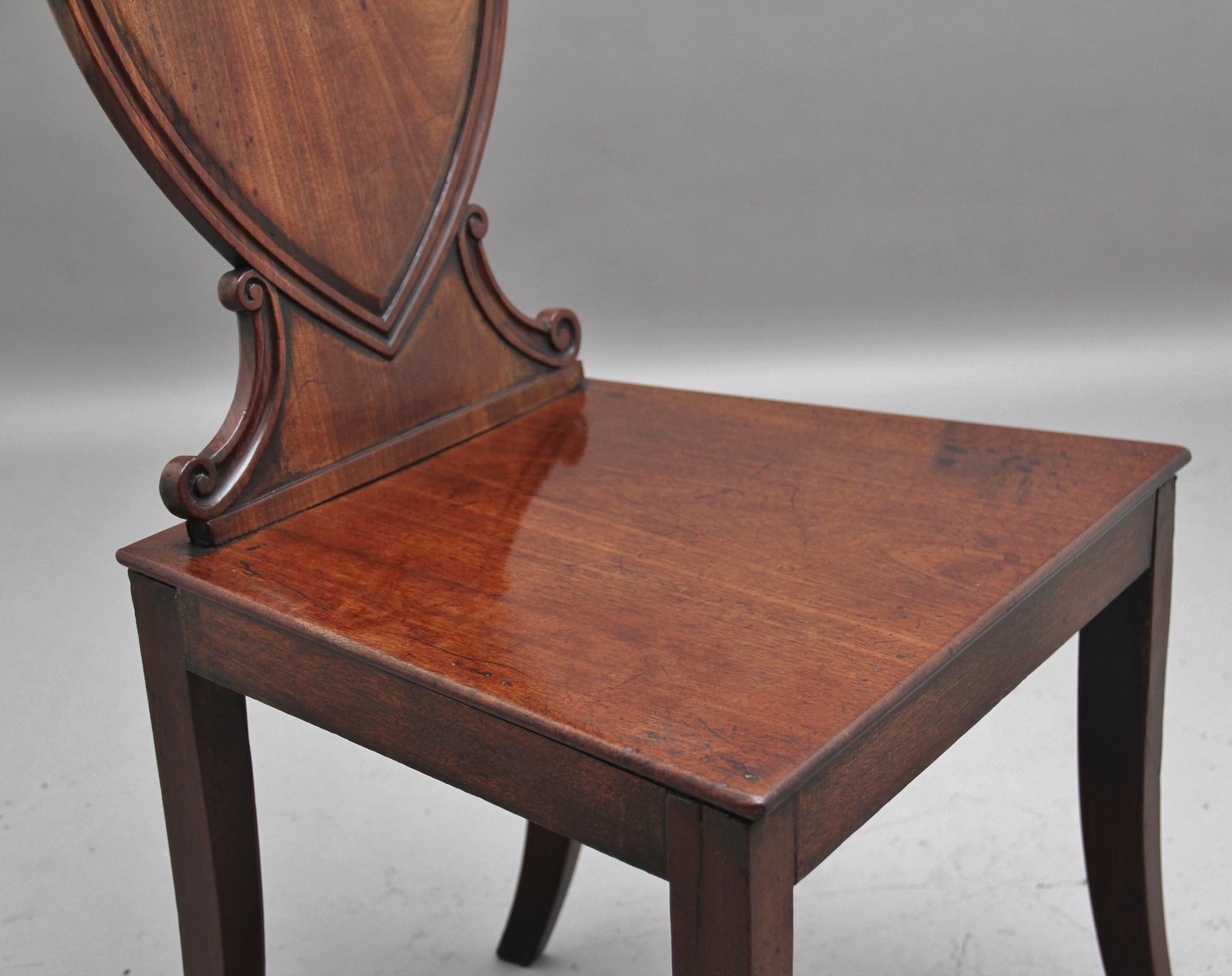Pair of Early 19th Century Mahogany Hall Chairs 1