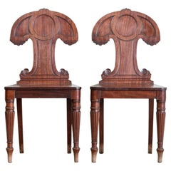 Pair of Early 19th Century Mahogany Hall Chairs