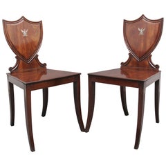 Pair of Early 19th Century Mahogany Hall Chairs Pair of Early 19th Century Mahogany Hall Chairs