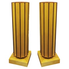 Pair of early 19th century Maple and Walnut Fluted Columns