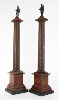 Pair of Early 19th Century Marble Models, Trajan's and Marcus Aurelius Columns