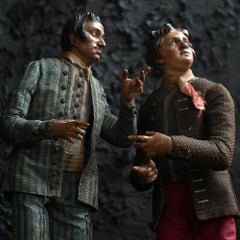 Pair of Early 19th century Napoleonic Carved Wooden Crib Figures