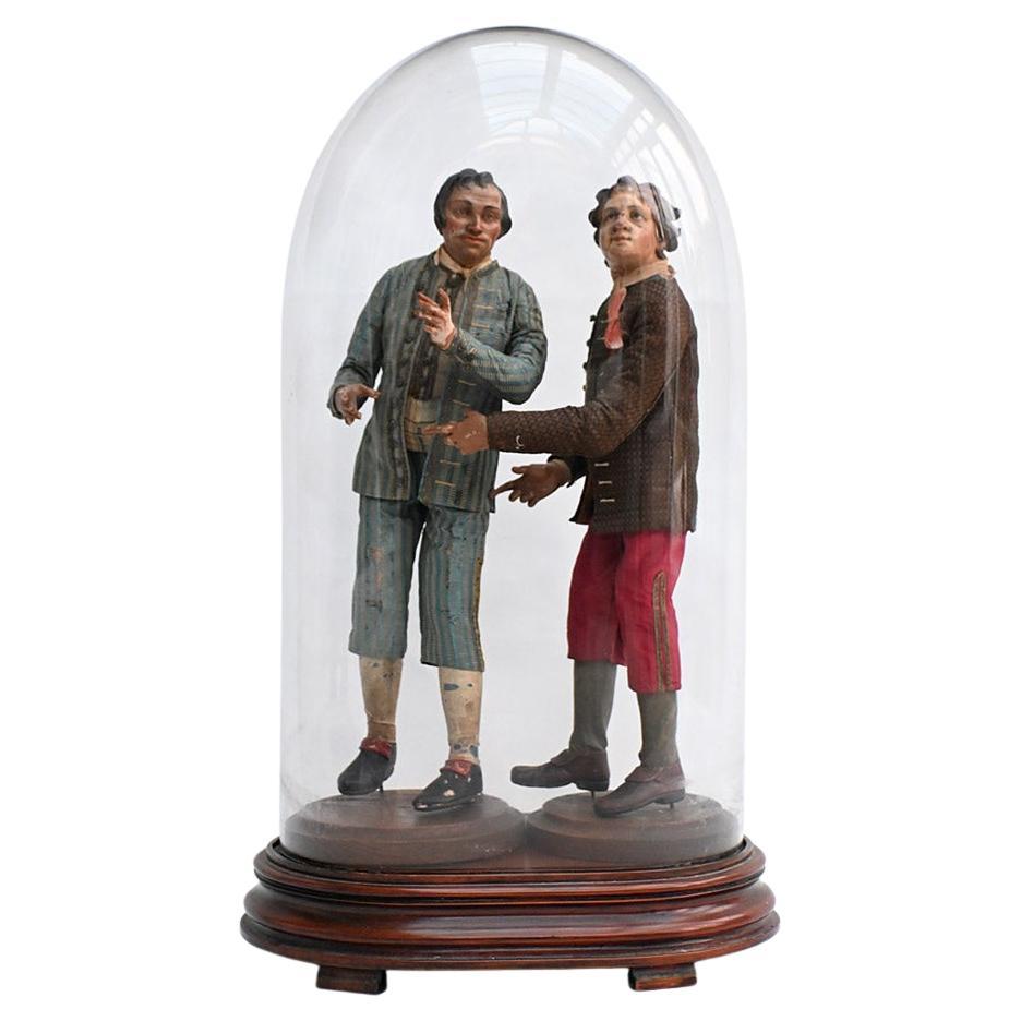 Pair of Early 19th century Napoleonic Carved Wooden Crib Figures For Sale