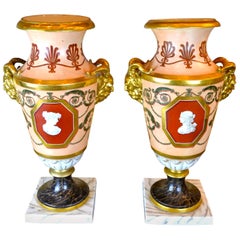 Pair of Early 19th Century Neoclassical ‘Old Paris’ Porcelain Vases