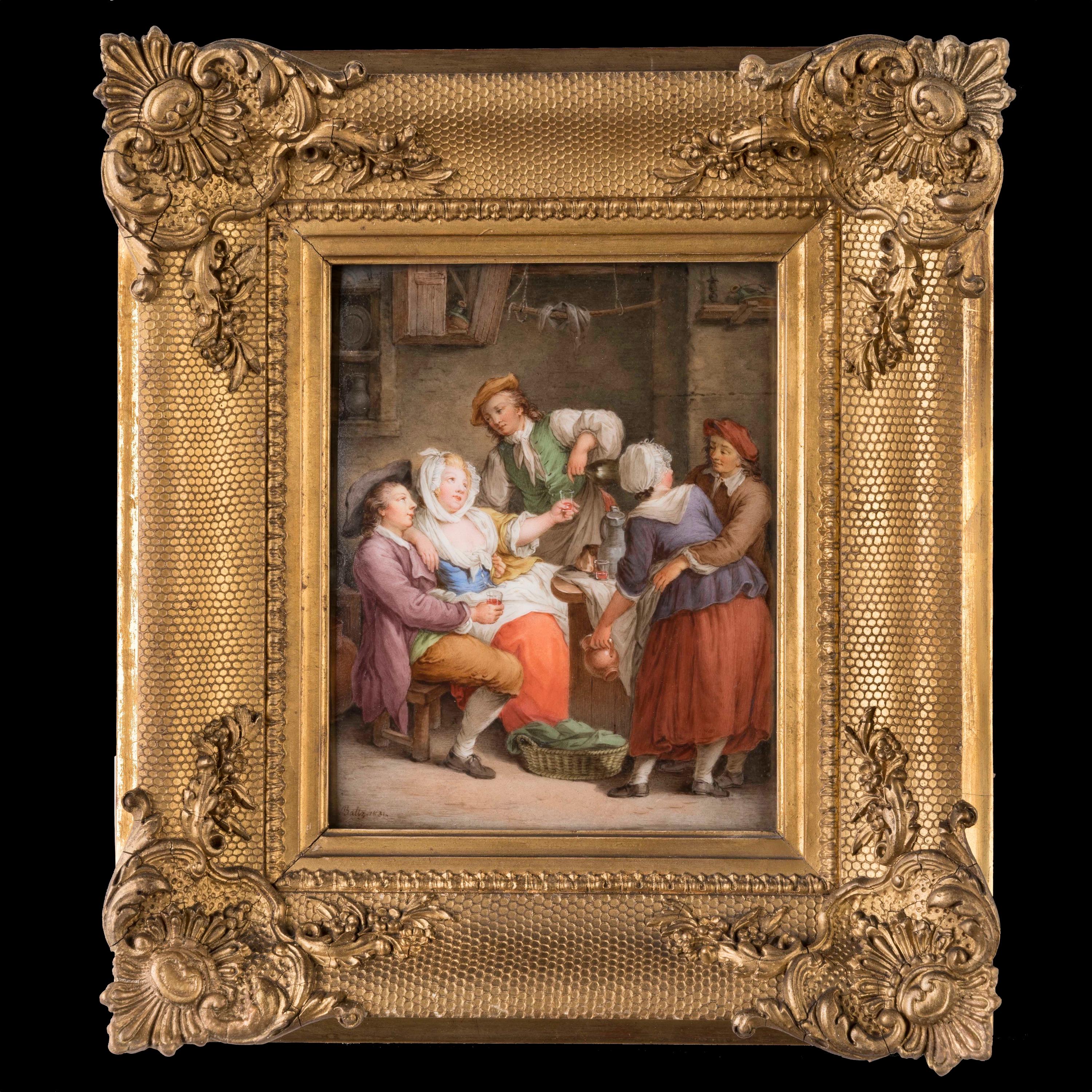 Francese Coppia di targhette in porcellana parigina del primo Ottocento di Jean-Pierre Feuillet in vendita