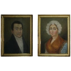 Antique Pair of Early 19th Century Pastel Portraits