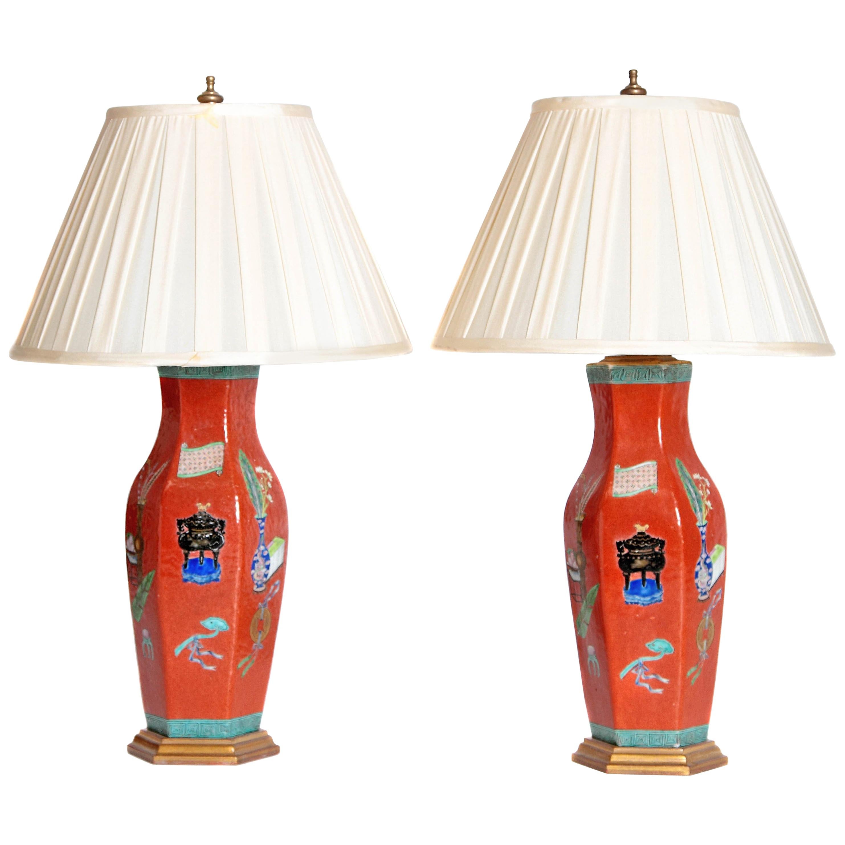 Pair of 19c. Chinese Porcelain Vase Lamps at 1stdibs