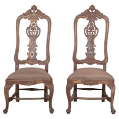 Pair of Early 19th Century Portuguese Rococo Walnut Side Chairs