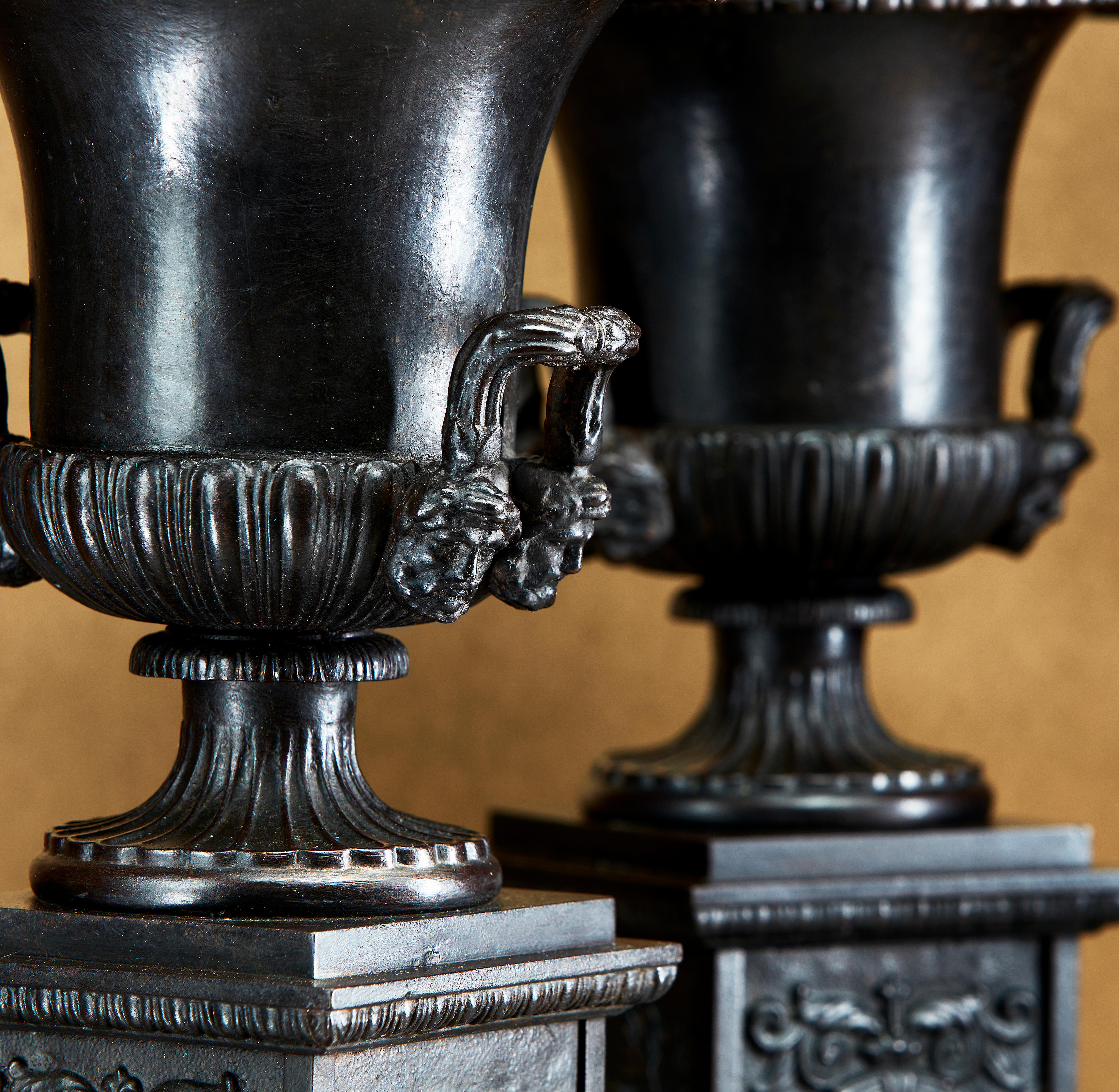 Empire Pair of Early 19th Century Prussian Cast Iron Vases Urns Fer De Berlin For Sale