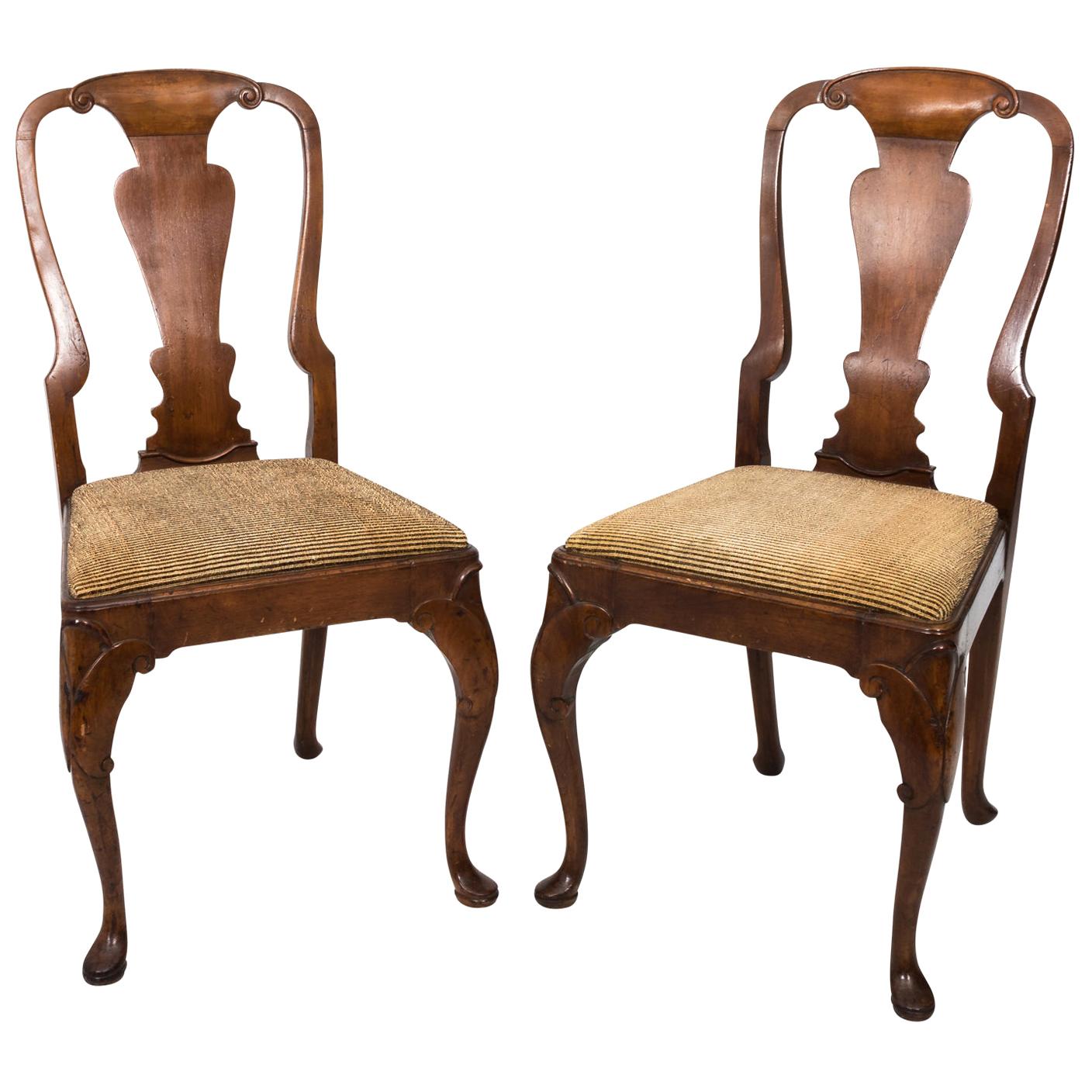 Pair of Early 19th Century Queen Anne Side Chairs