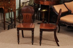 Pair of Early 19th Century Regency English Mahogany Hall Chairs