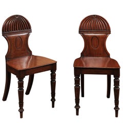 Pair of Early 19th Century Regency English Mahogany Hall Chairs