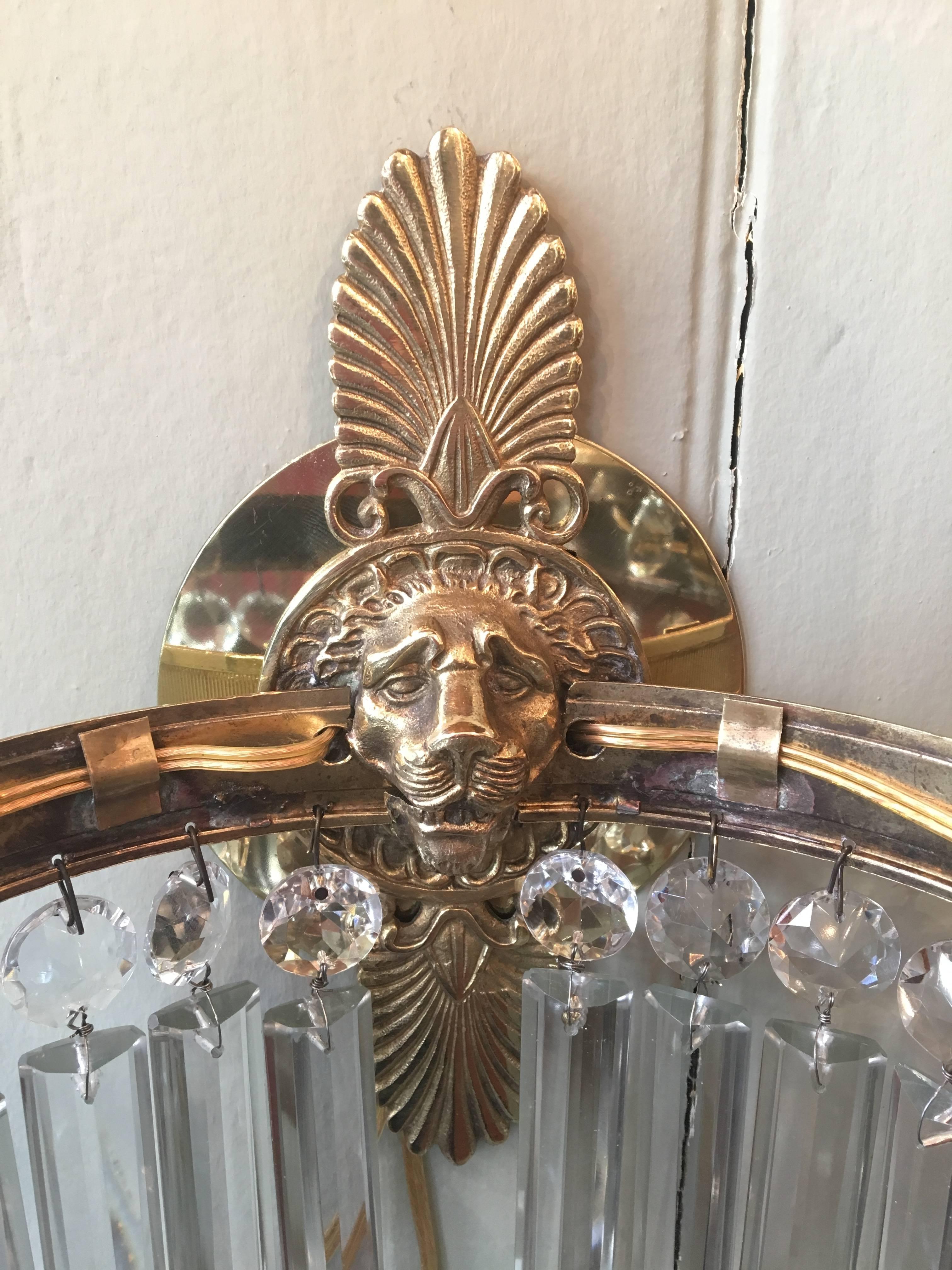 Pair of Early 19th Century Regency Lion Sconces In Good Condition In Charleston, SC