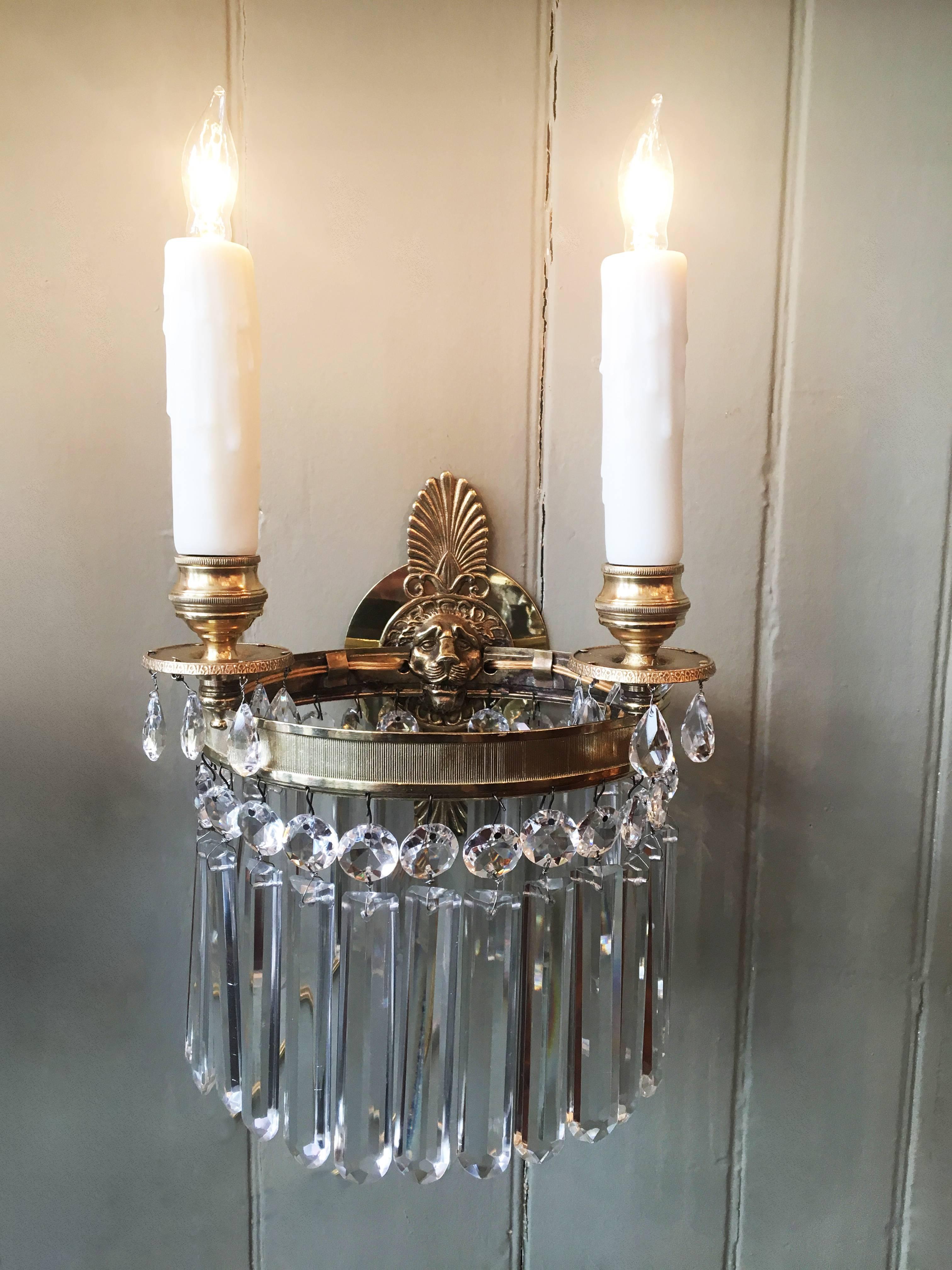 Pair of Early 19th Century Regency Lion Sconces 1