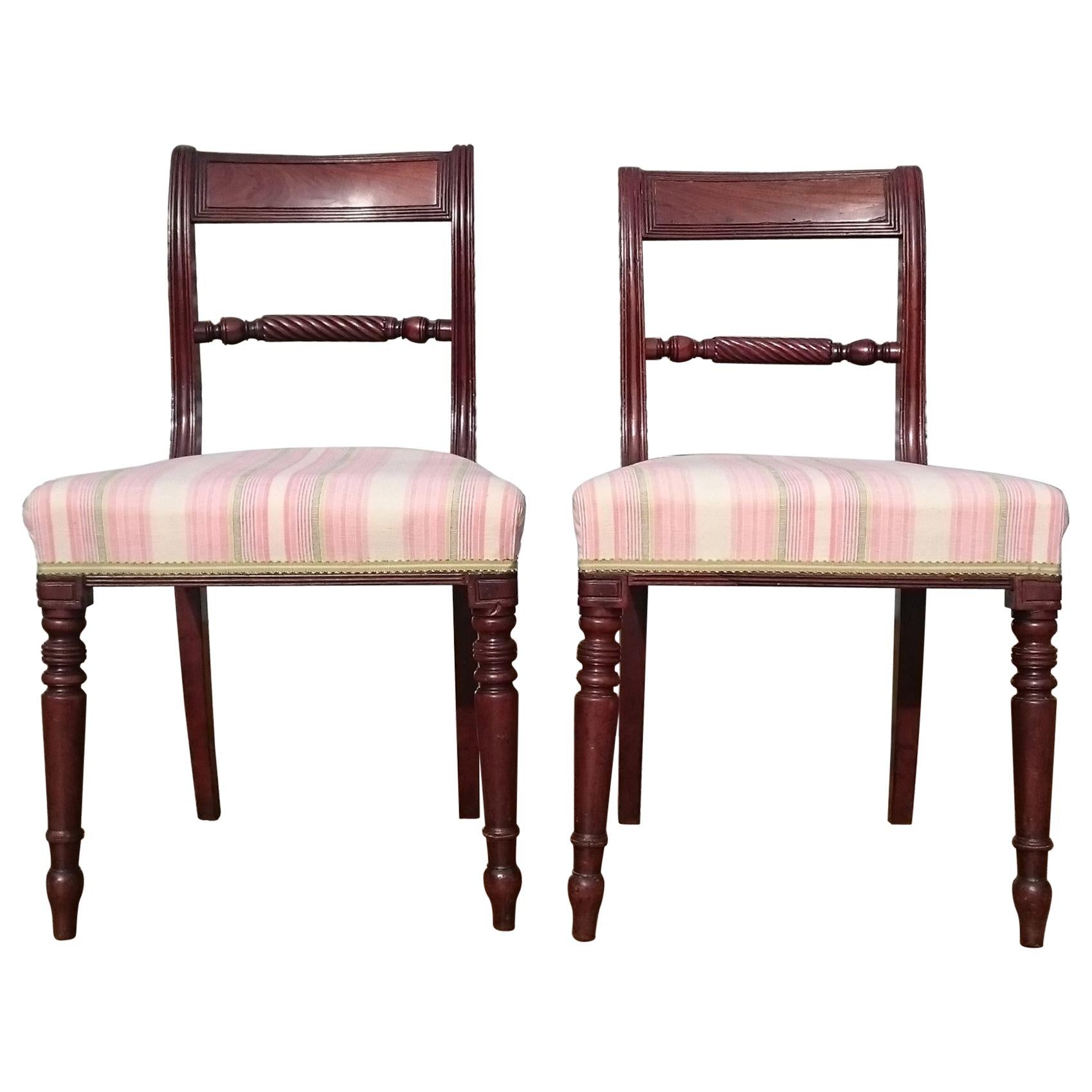 Pair of Early 19th Century Regency Mahogany Antique Dining Chairs