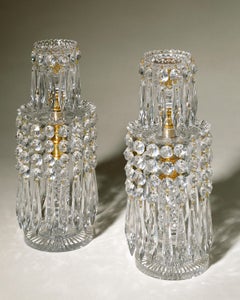 Early 19th Century Regency Period Cut Glass Candlestick Lustres Attribute, Pair