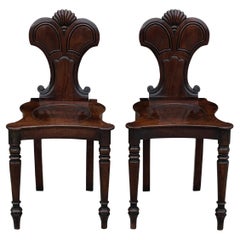 Pair of Early 19th Century Regency Period Mahogany Hall Chairs