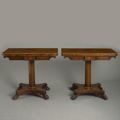Pair of Early 19th Century Regency Period Rosewood Card Tables