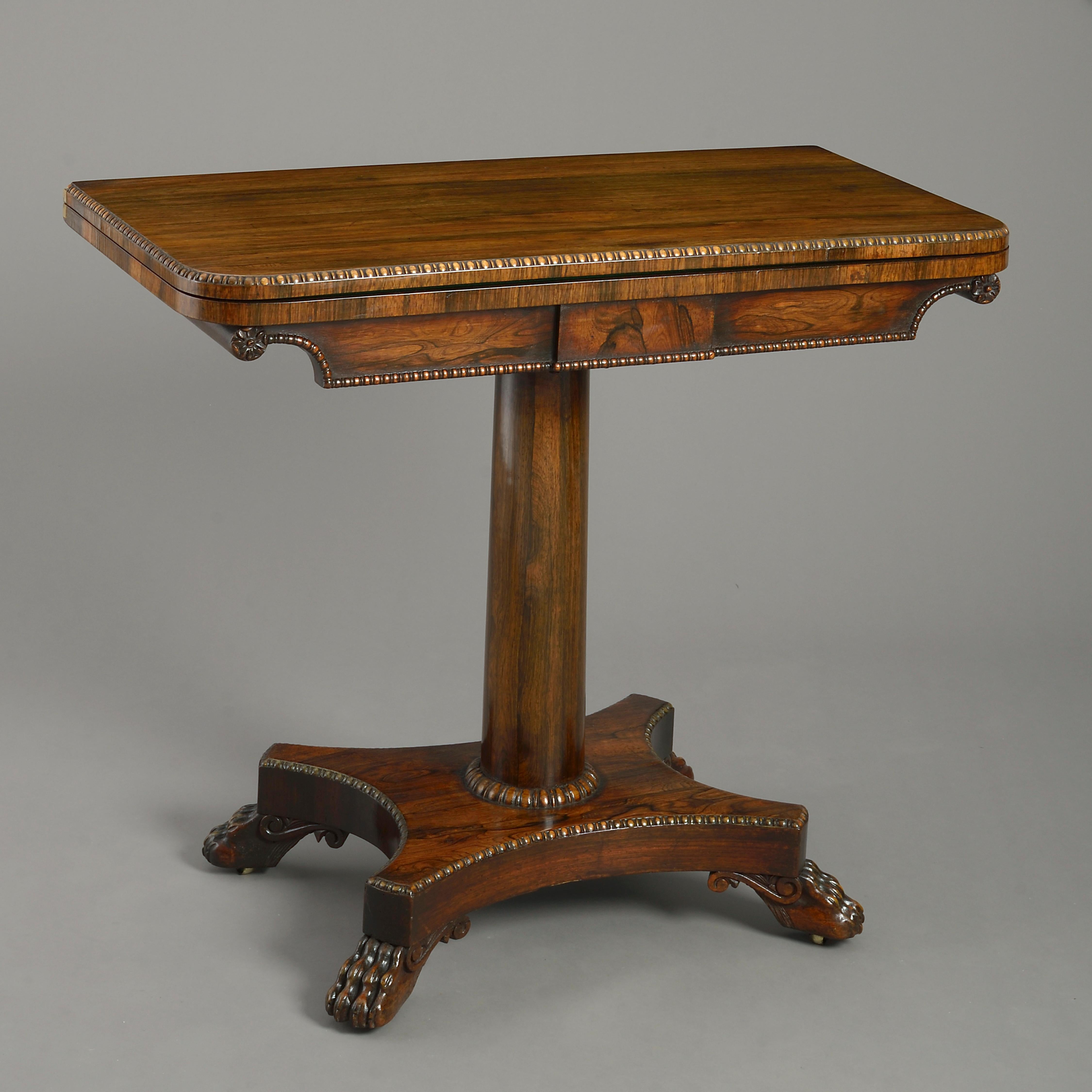 English Pair of Early 19th Century Regency Period Rosewood Card Tables