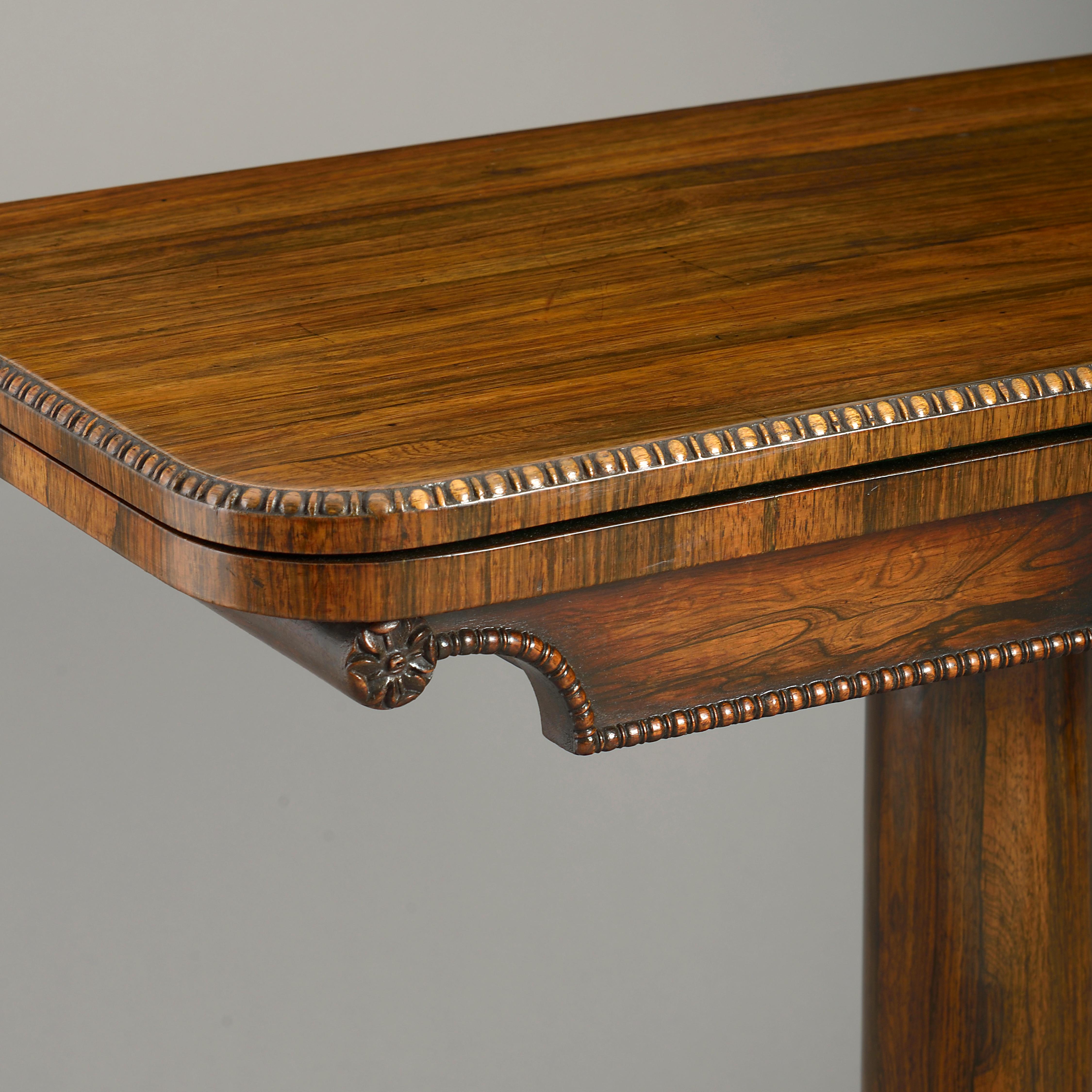 Hand-Carved Pair of Early 19th Century Regency Period Rosewood Card Tables