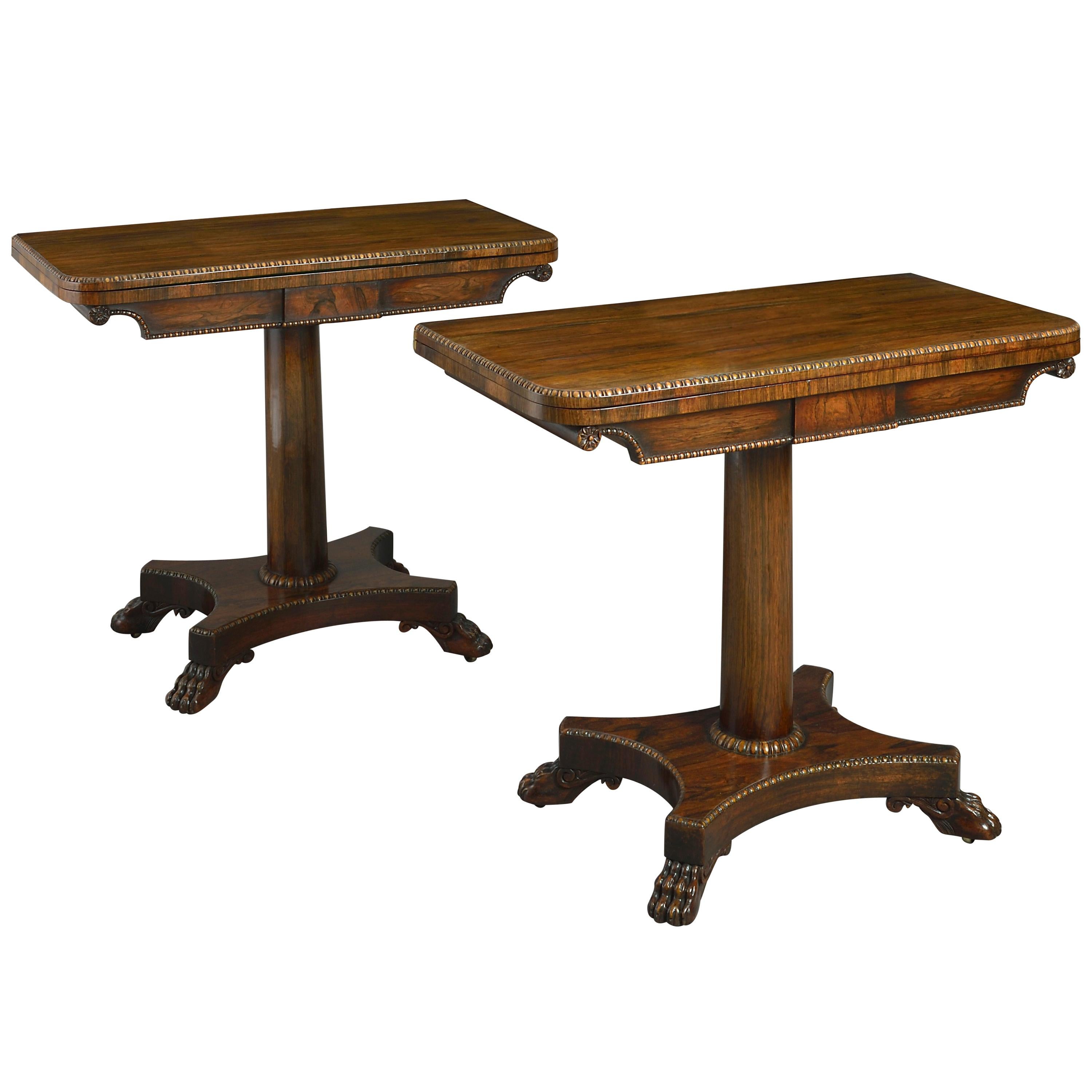 Pair of Early 19th Century Regency Period Rosewood Card Tables