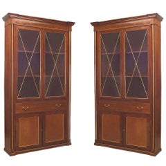 Pair of Russian Plum Pudding Mahogany Bookcases