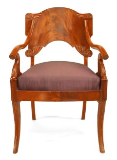 Pair of Russian Mahogany Foliate Armchairs