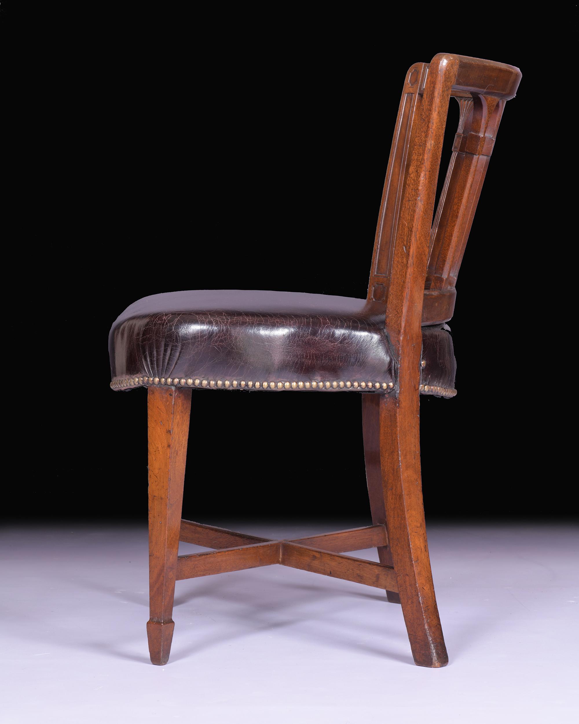 Leather Pair of Early 19th Century Side Chairs Attributed to Gillows of Lancaster For Sale