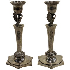 Antique Pair of Early 19th Century Silver Candlesticks German