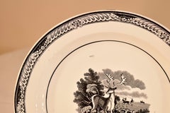 Pair of Early 19th Century Staffordshire Plates with Stags
