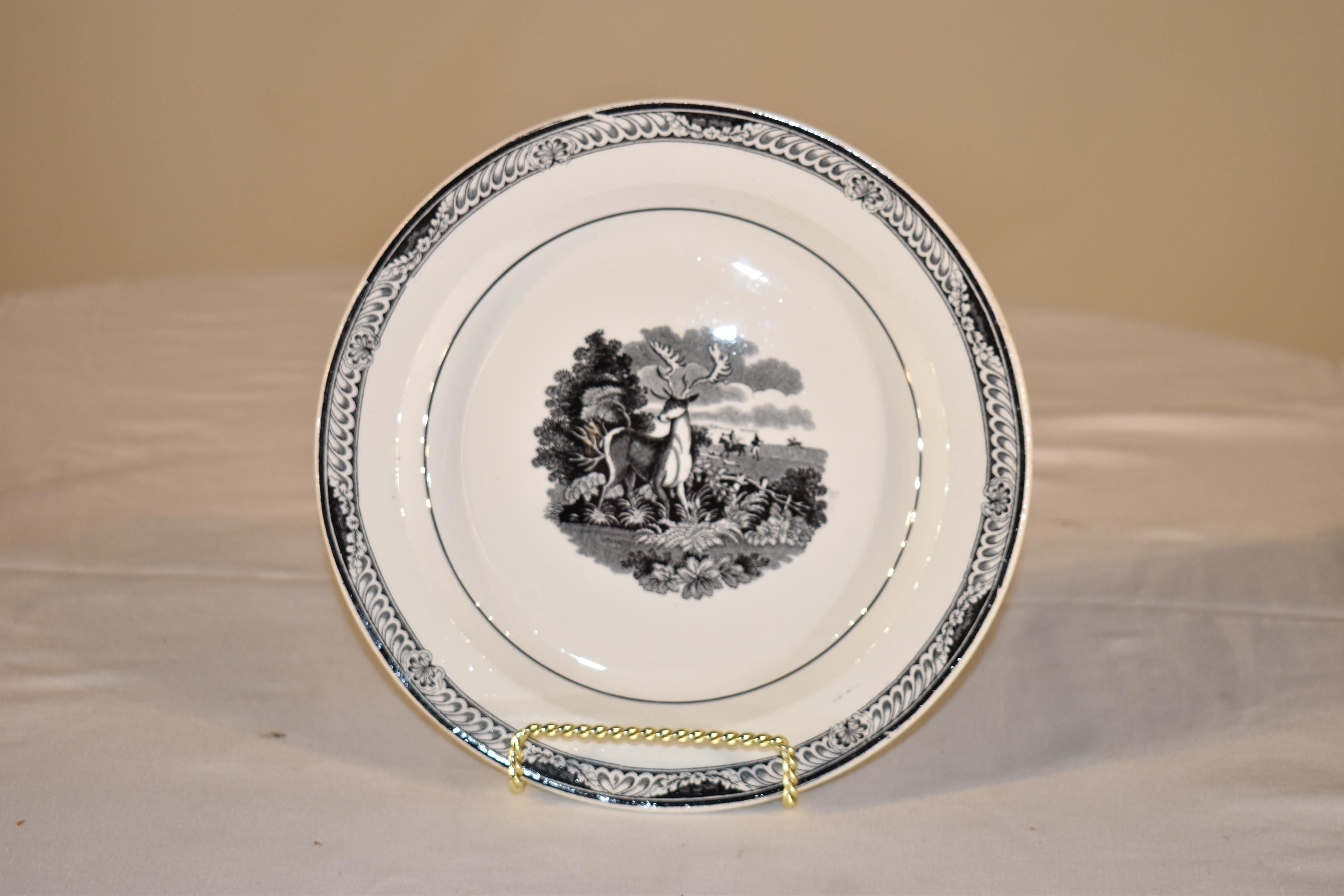 Early Victorian Pair of Early 19th Century Staffordshire Plates with Stags For Sale