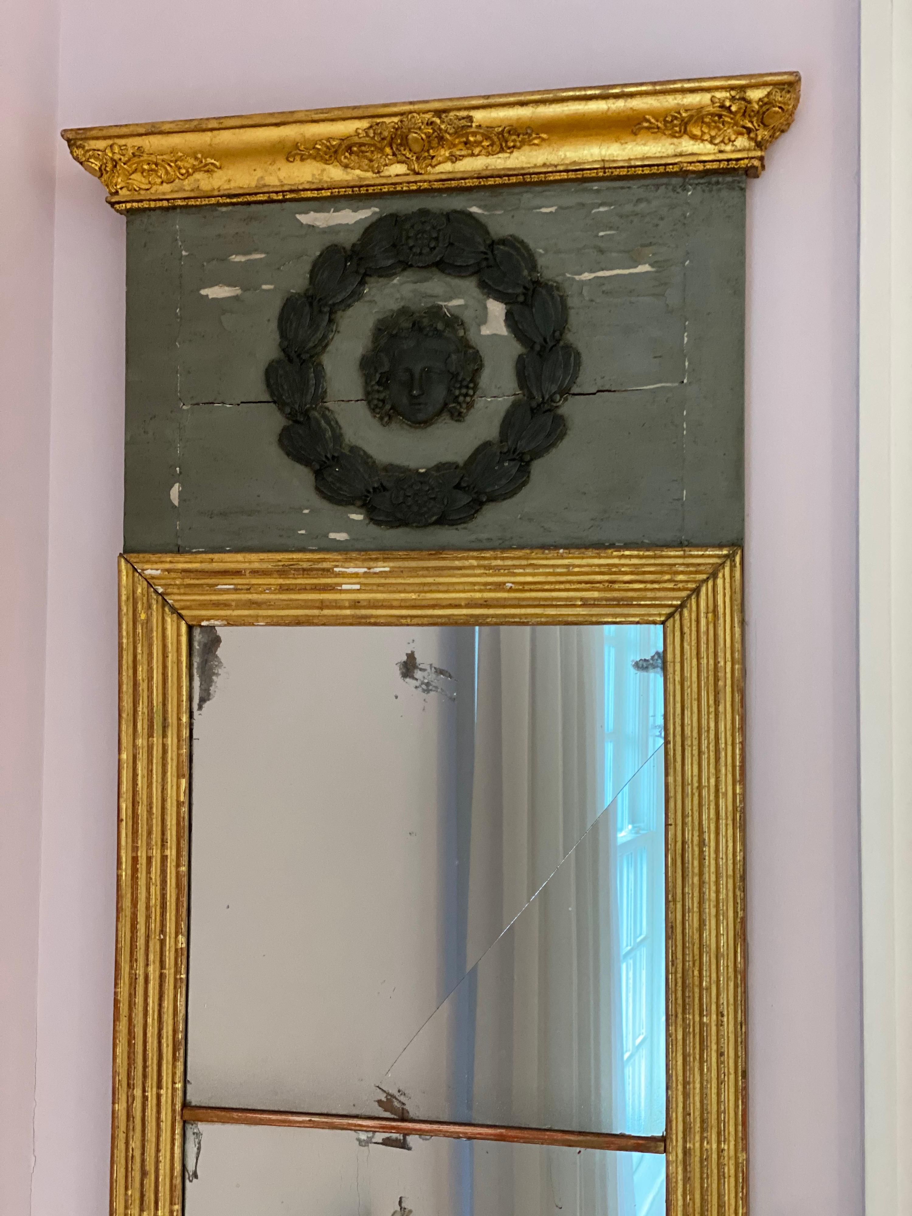 Pair of Early 19th Century Swedish Neoclassical Painted Pier Mirrors 7