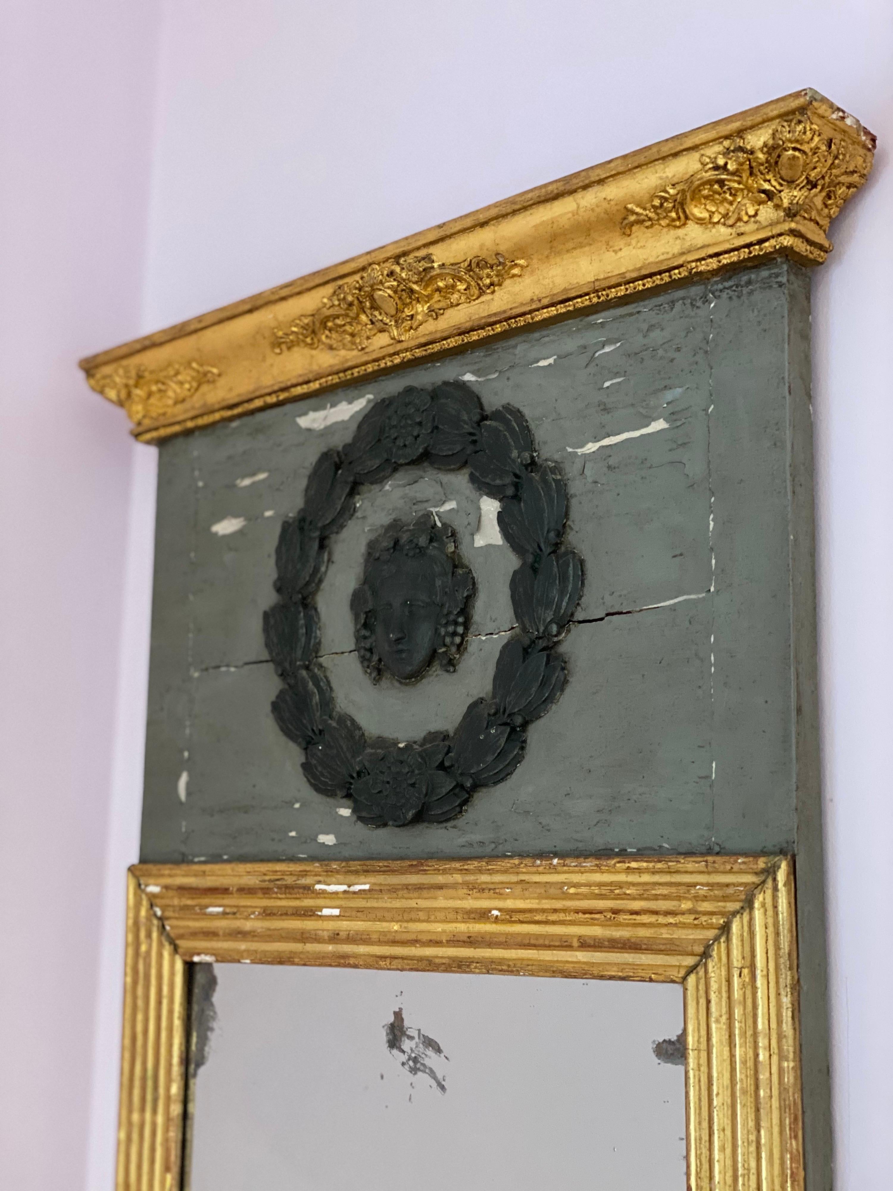 Pair of Early 19th Century Swedish Neoclassical Painted Pier Mirrors 11