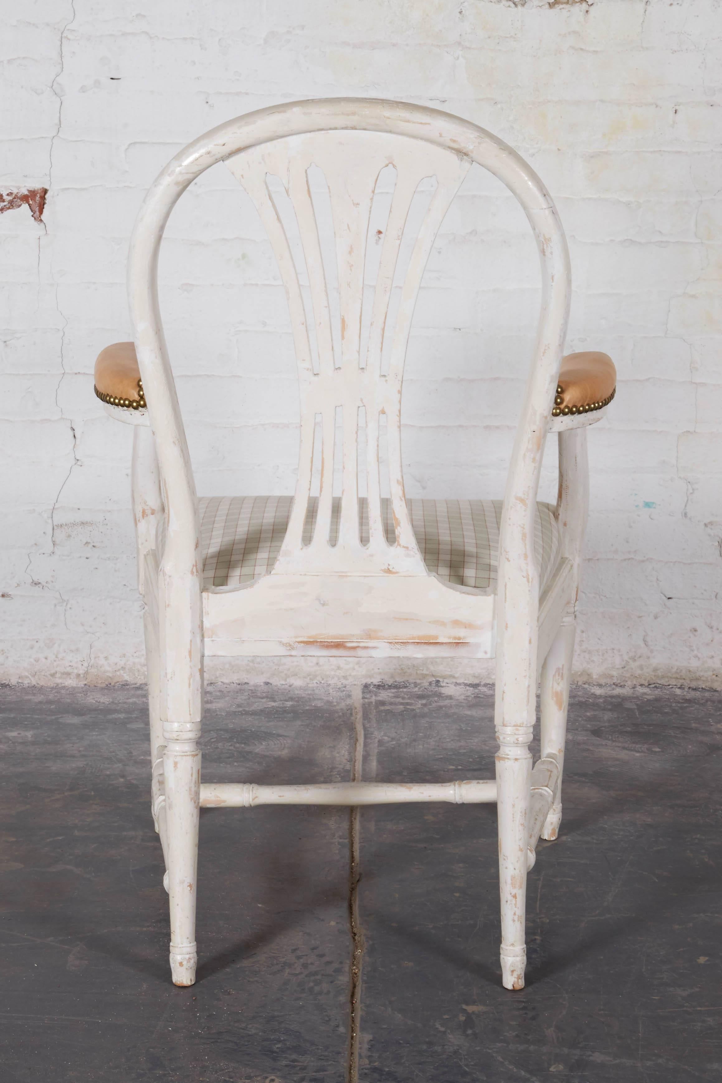 Pair of Early 19th Century Swedish White-Washed Armchairs 2